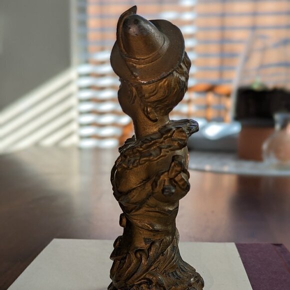 Cast Iron Vintage Brass Victorian Lady Torso Bust Cane Topper - Picture 7 of 10